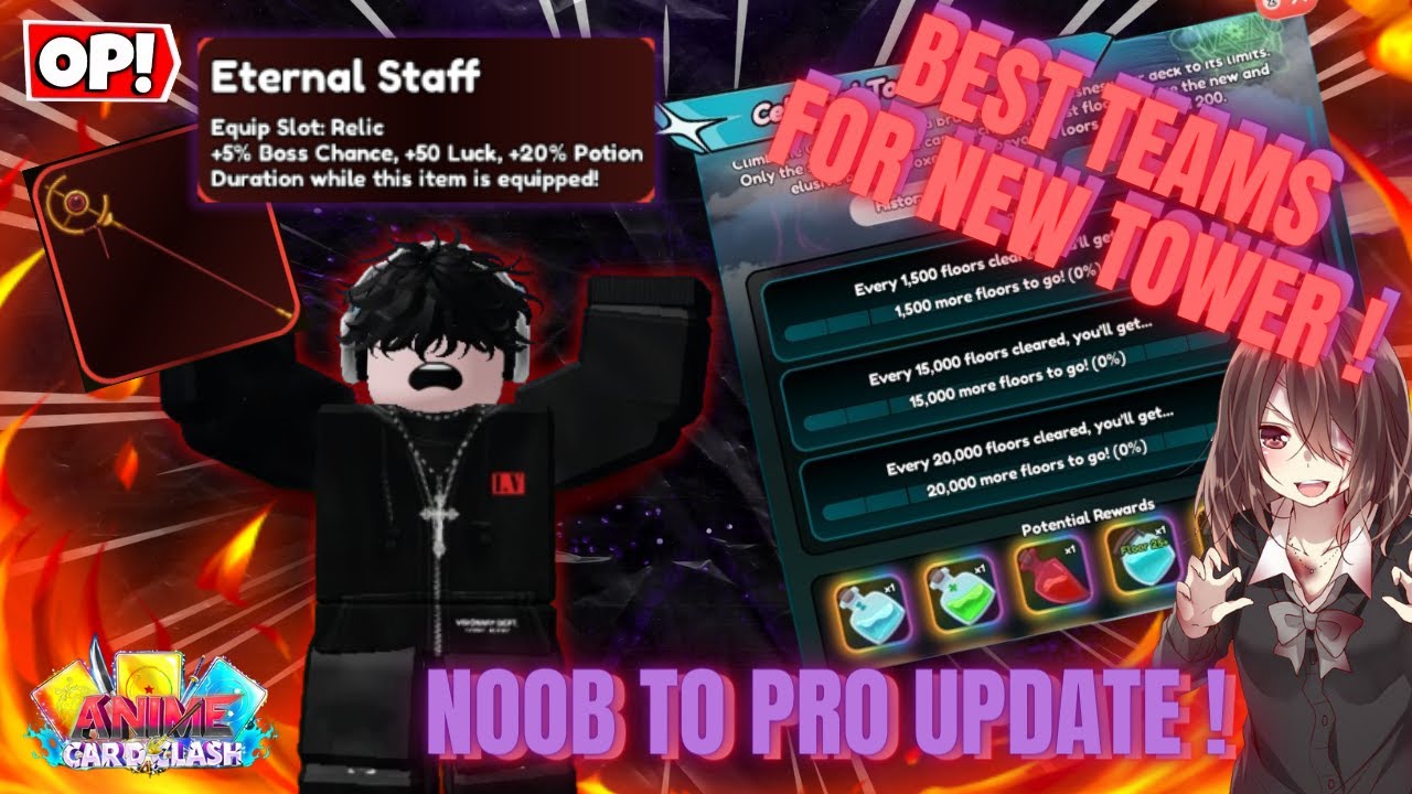 Best Teams for CELESTIAL TOWER | NEW RELIC Is OP! 🔥 + Noob to Pro Update In Anime Card Clash!