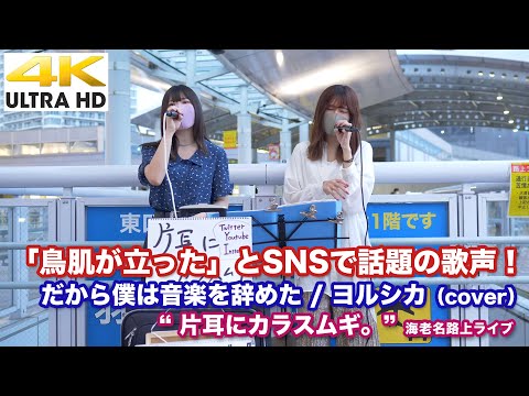 【4K】「鳥肌が立った」とSNSで話題の歌声！　だから僕は音楽を辞めた / ヨルシカ（cover）  " 片耳にカラスムギ。（ema）" 2021.6.29 海老名路上ライブ 4K動画