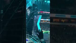 WrestleMania 40 Crowd Shot - Jey Uso spears Jimmy Uso off the stage!