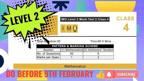 CLASS 4 IMO LEVEL 2 MOCK TEST PAPER/IMO LEVEL 2 PRACTICE PAPER @OForOlympiad #class4 #imo