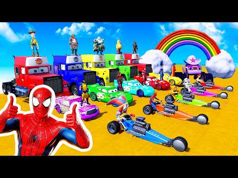 SPIDER-MAN on Epic Mega Dam Ramp! Cars, Jets & Monster Trucks | GTA 5 Superhero Stunt Challenge