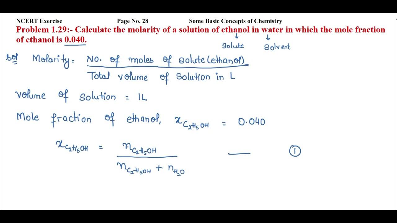 Calculate the molarity of a solution of ethanol in water in which mole