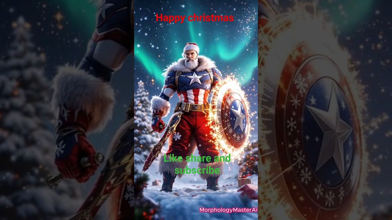 captain America AI fusion with Santa 