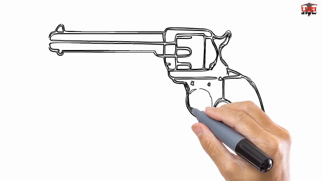 Simple Sketch Drawing Of A Gun for Kids