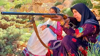 Wolf dog hunting by a brave and brave Iranian nomadic woman