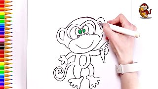 How to Draw a Cute Monkey🙈🍌| Simple Drawings for Kids