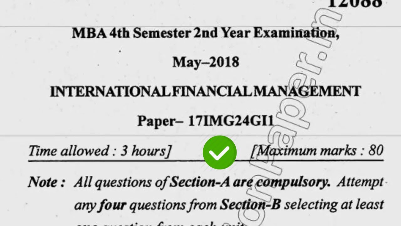 2018 Mdu MBA 4th Sem International Financial Management Question Paper ...