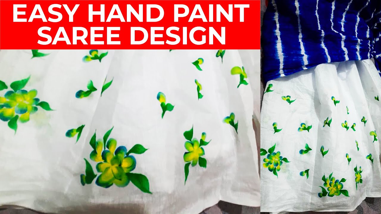 Easy saree painting ONESTROKE PAINTING IDEAS YouTube