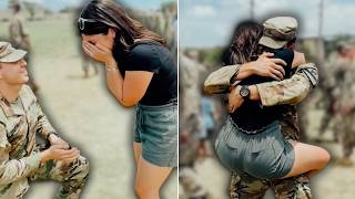 He Proposed the Second He Landed | Emotional Military Homecomings