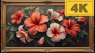 4K TV WALLPAPER Vibrant Red Hibiscus Flowers | Elegant Tropical Floral Wall Art screenshot 1
