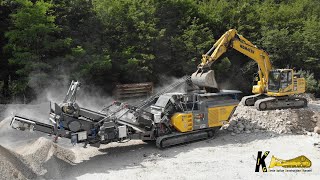 KOMATSU PC230 LOADING NEW MOBILE CRUSHER RUBBLE MASTER 90GO heavyequipment newequipment crusher