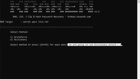 cracking .RAR file with Dictionary attack