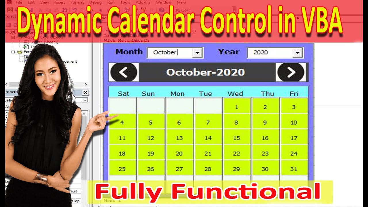 VBA Control Calendar in Excel Fully Dynamic Calendar in MSExcel