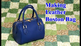 48 [Leather Craft] Making Leather Mini Boston Bag / [가죽공예] 미니 보스턴백 만들기 / Free Pattern