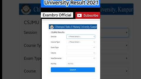 CSJM Kanpur University Result 2021 #CSJMKanpurUniversityResult2021 #CJSM #short | CSJM Result 2021