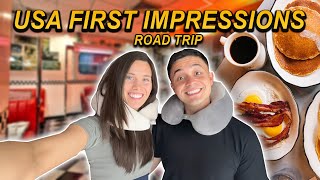 Brits Try AMERICAN FOOD for the FIRST TIME 🥞 USA Road Trip