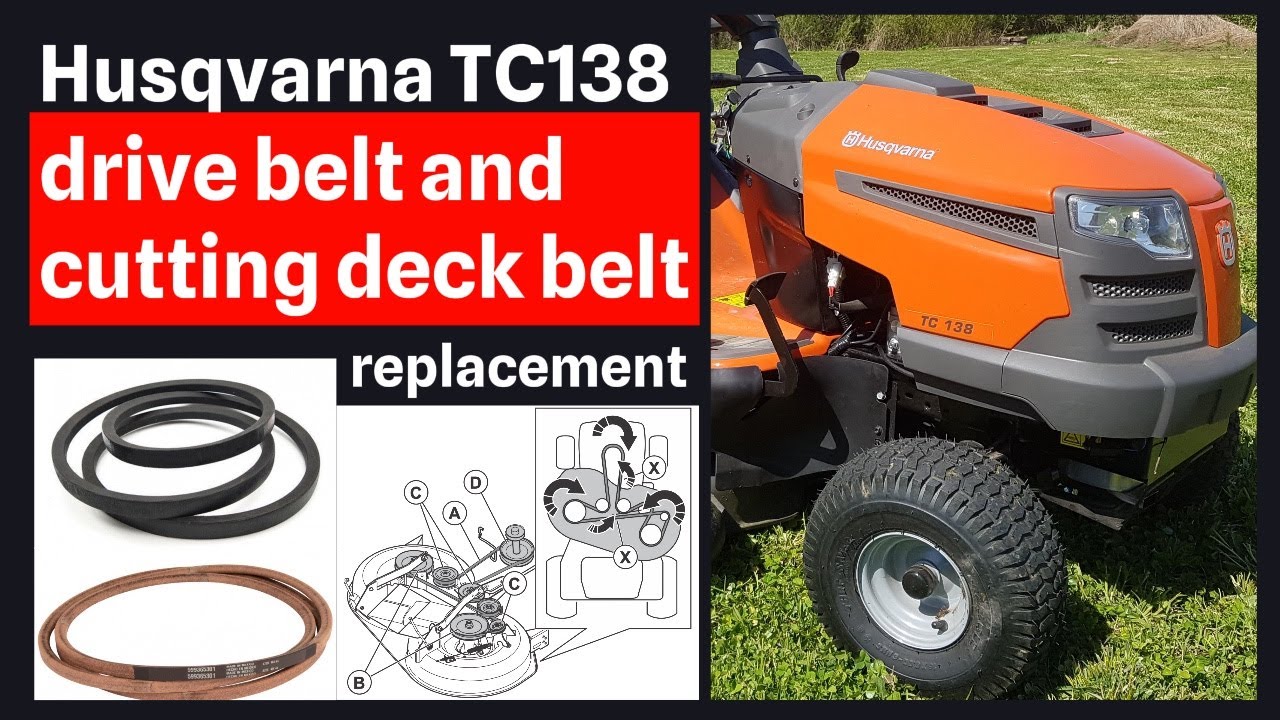 Husqvarna TC138 Drive Belt & Cutting Deck Belt Replacement + Steering Rack Grease