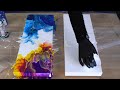 Acrylic pouring - Ocean & sunset Diptych - Fluid art paintings tutorial