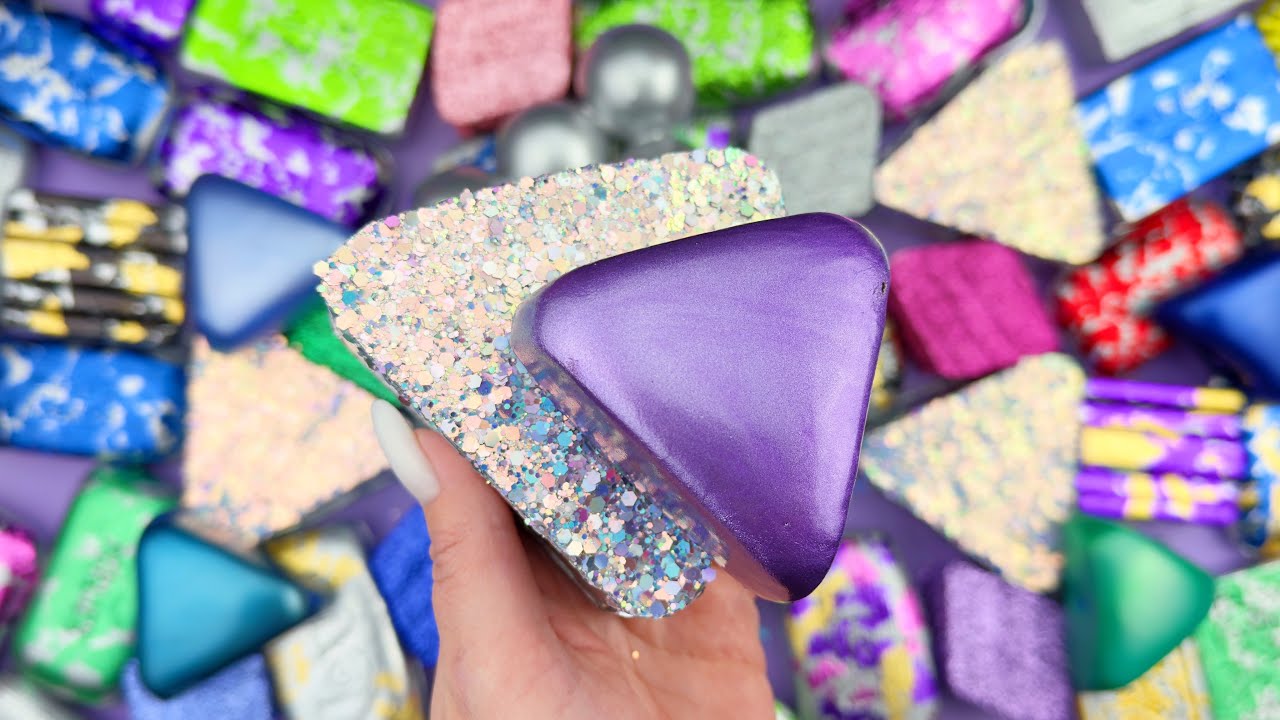 [ASMR] Soap boxes with glitter and foam★Crushing soap ★4K★ 비누를 부수다