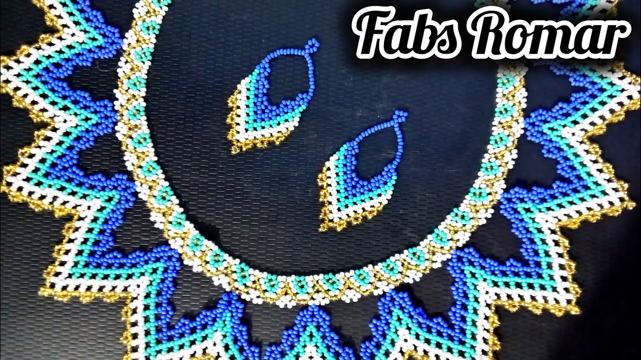 Como hacer aretes de chaquira / mostacilla para collar punta abierta dorada 