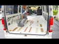 【ハイエース床張り】デコボコ床の整地作業!断熱用アルミシートで型取って夏・冬対策