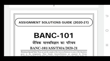 BANC 101 Ignou Solved Assignment