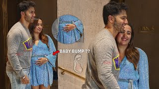 Varun Dhawan wife Natasha Dalal Hiding Baby Bump?? | First Video in Public after Pregnancy News