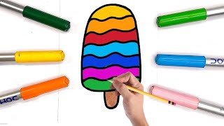 Easy 🌈Rainbow Ice Cream Drawing Step By Step Tutorial For Kids Kids Drawing Easy #rainbowicecream