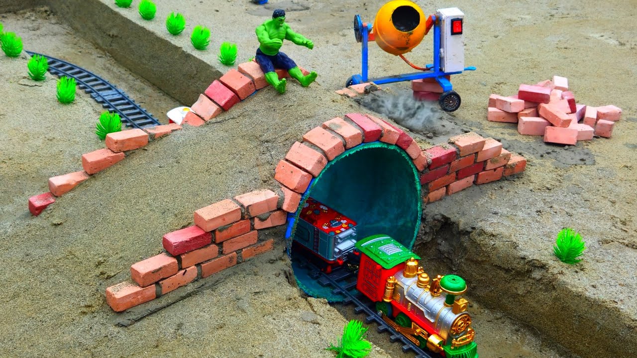 Mini Brick Concrete Bridge 100% Working! DIY Science Experiment & Tractor Making ‪@SanoCreator