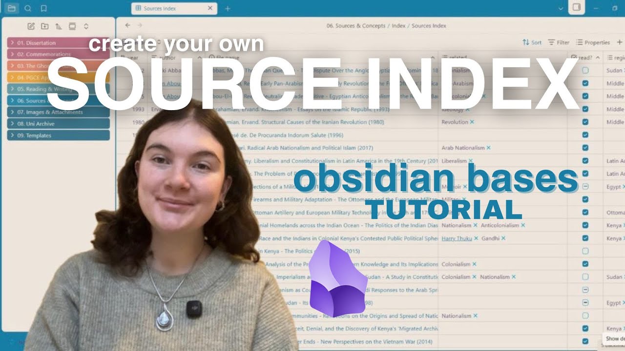 obsidian bases tutorial | how to build a source index - YouTube