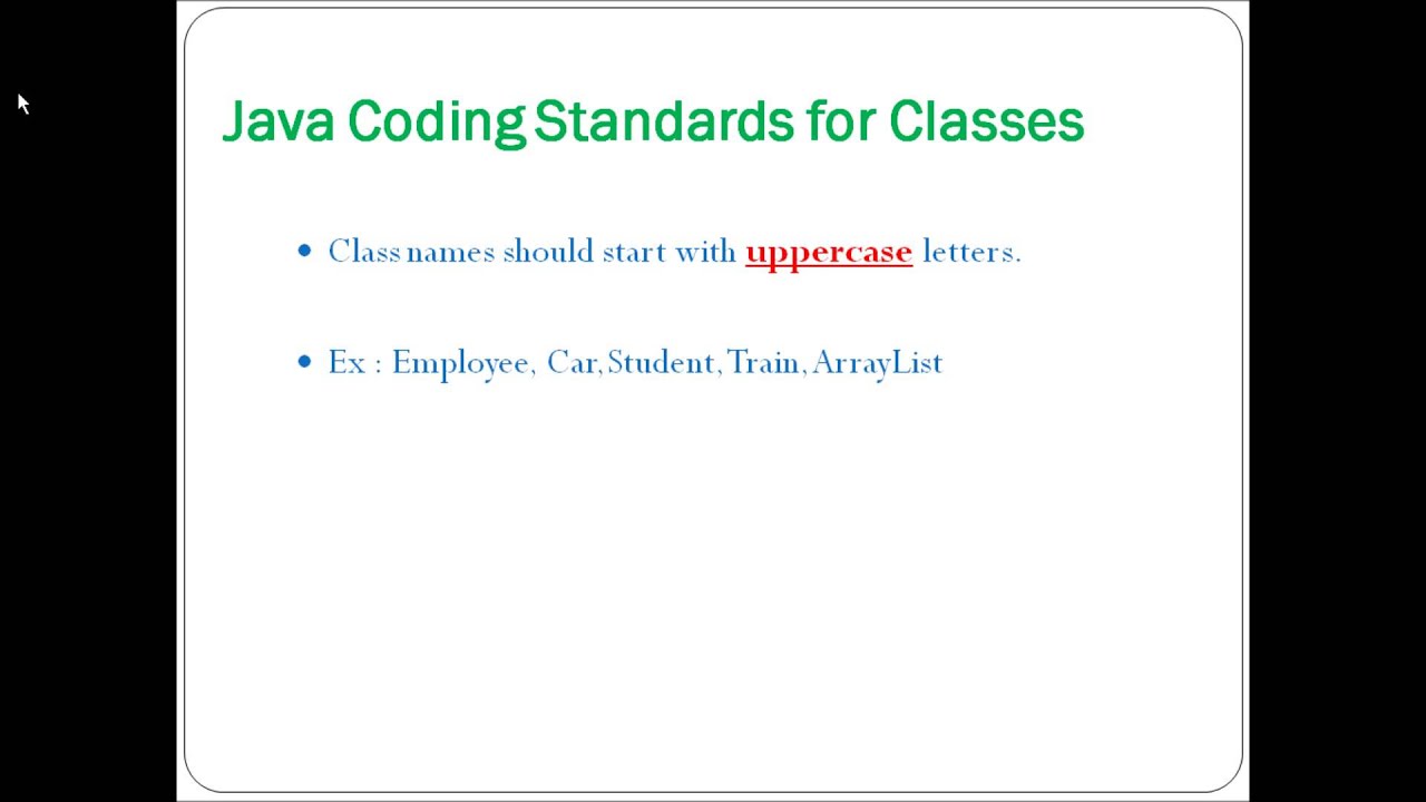 Java Coding standards for classes - YouTube