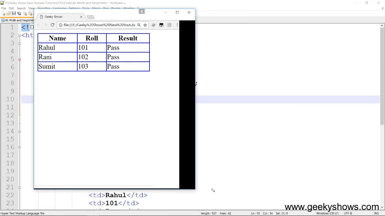 How To Set Table Width And Height In Css Hindi Youtube