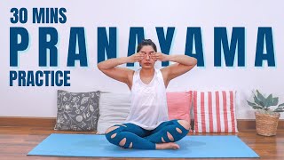 30 Mins Pranayama Practice | Yoga Breathing Exercises with Warmup for Deep Oxygenation | Bharti Yoga