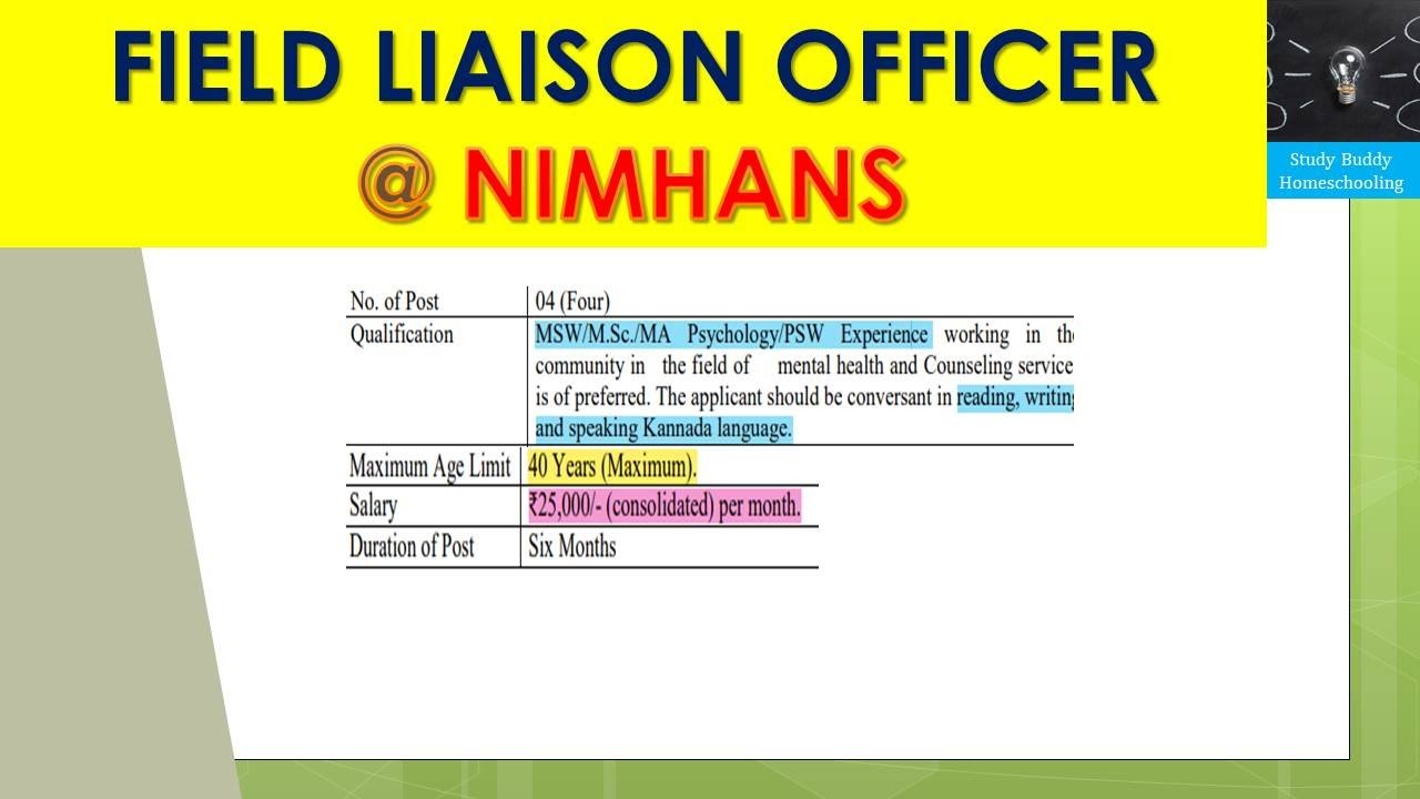 Field Liaison Officer At NIMHANS Bangalore Salary 25000 Per Month YouTube Field Liaison Officer At NIMHANS Bangalore Salary 25000 Per Month YouTube