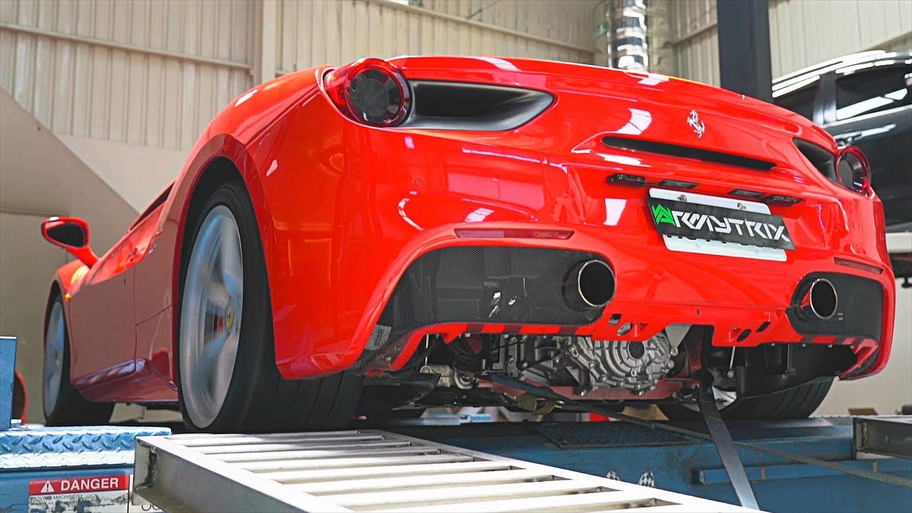 Ferrari 488 GTB LOUD V8 Bi-turbo Sound w/ ARMYTRIX Decat Titanium Exhaust On Dyno!