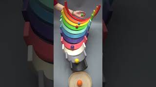 ASMR: Hypnotic Ball Rolling on Wooden Rainbow Steps #asmr #rainbowsteps #dominogirl