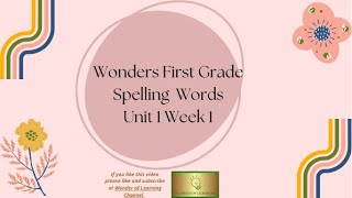 Wonders First Grade Unit 1 Week 1 Spelling Words 2