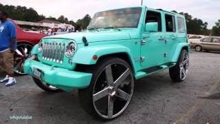 WhipAddict: Tiffany Blue Jeep Wrangler on DUB Baller 30s, Custom Interior -  YouTube