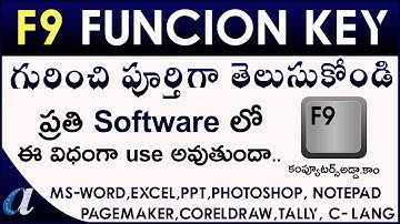What is the Use of "F9" Function Key in Telugu || All Software