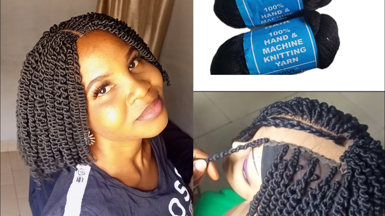 Braided wig with curls using wool