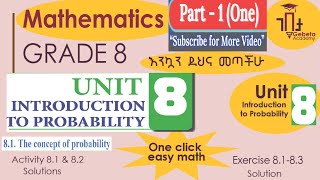 Grade 8 Maths Unit 8 Introduction to Probability Part 1 Full Answers for Exercises and Activities