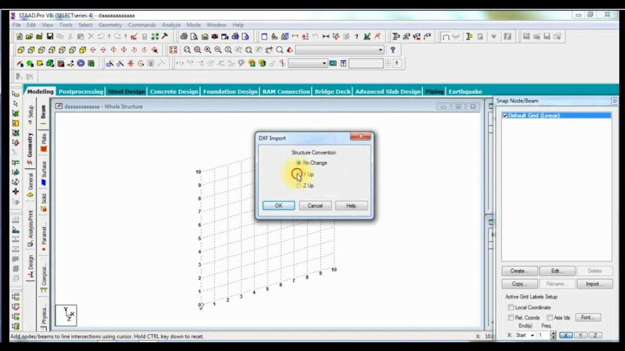 how to Importing Autocad file to Staad Pro - YouTube