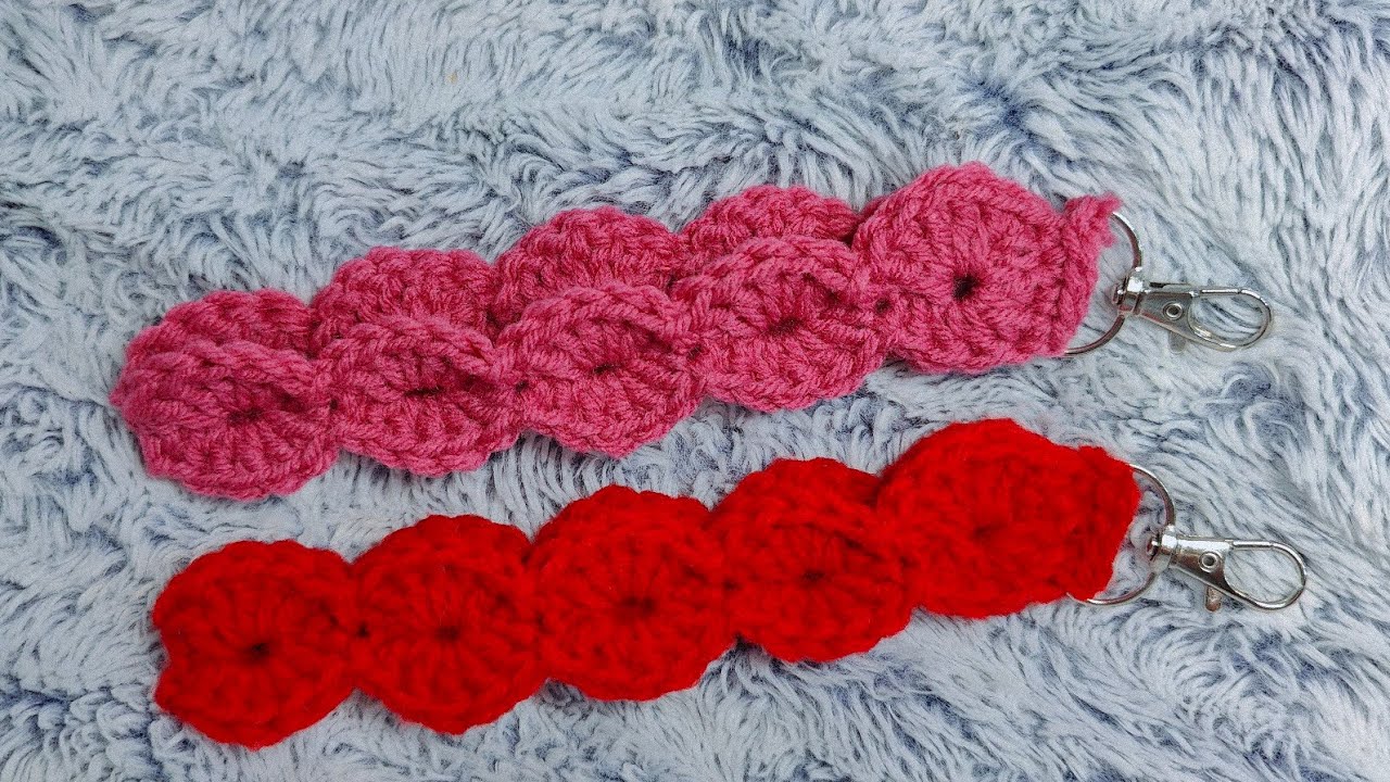 Crochet Wristlet Keychain | Shell Stitch Key fob