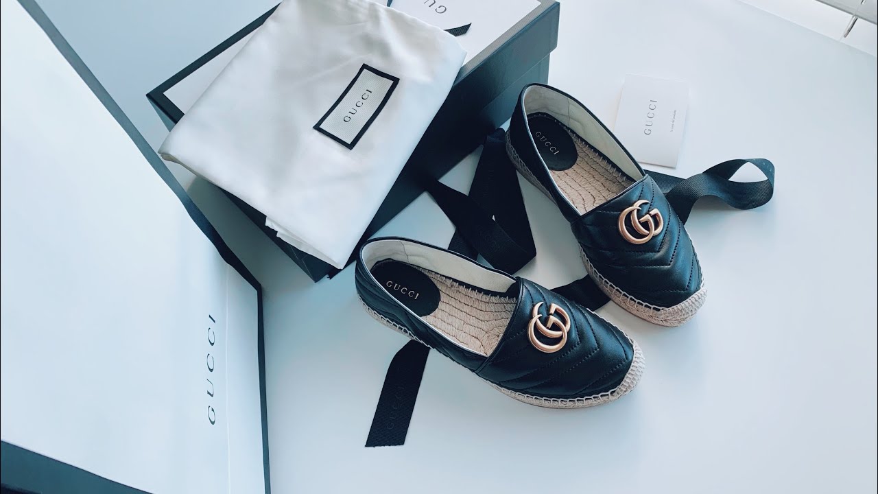 gucci leather espadrille with double g