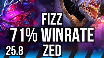 FIZZ vs ZED (MID) | 71% winrate, 15/5/11, Dominating | KR Diamond | 25.8