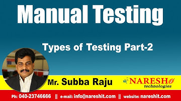 Types of Testing Part-2| Manual Testing Tutorial | Mr.Subba Raju