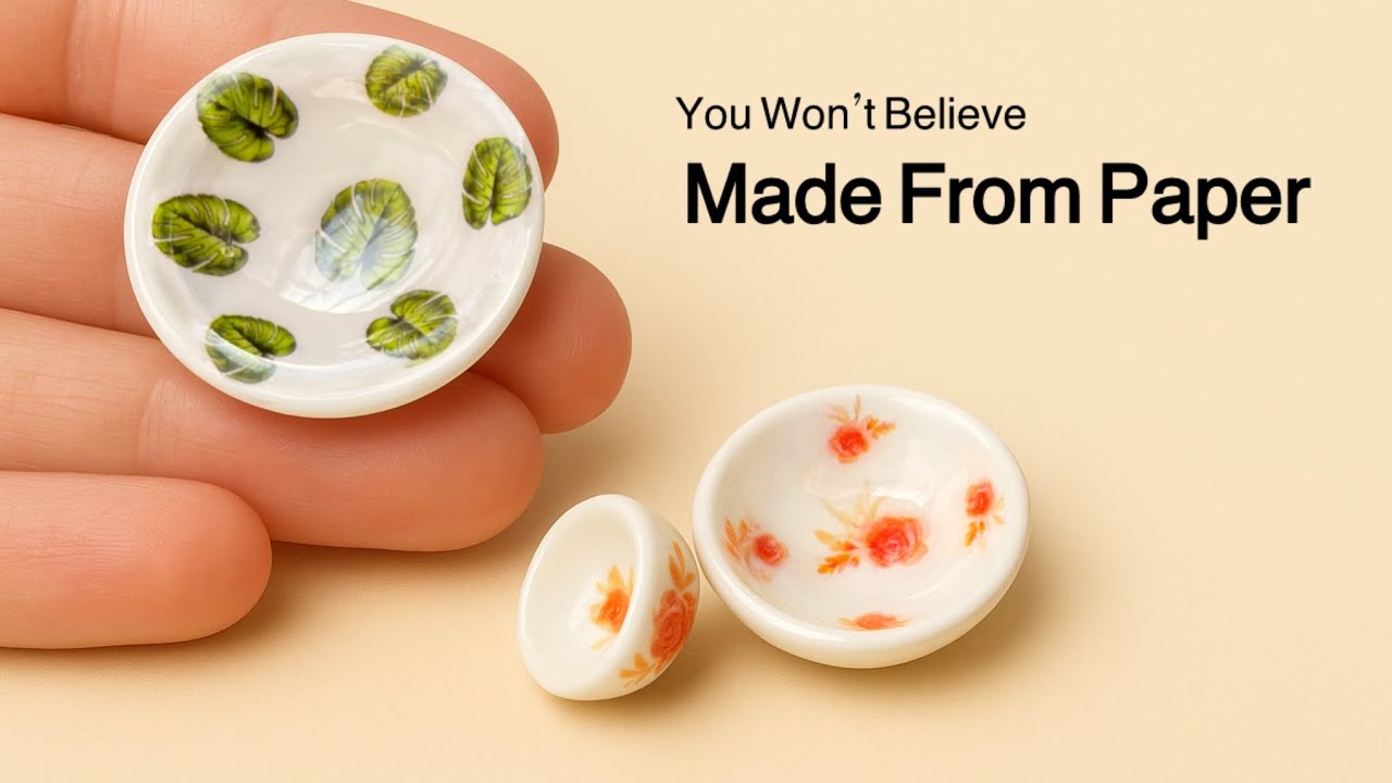 DIY Miniature Ceramic Dishes from Paper | Tiny Plates & Bowls