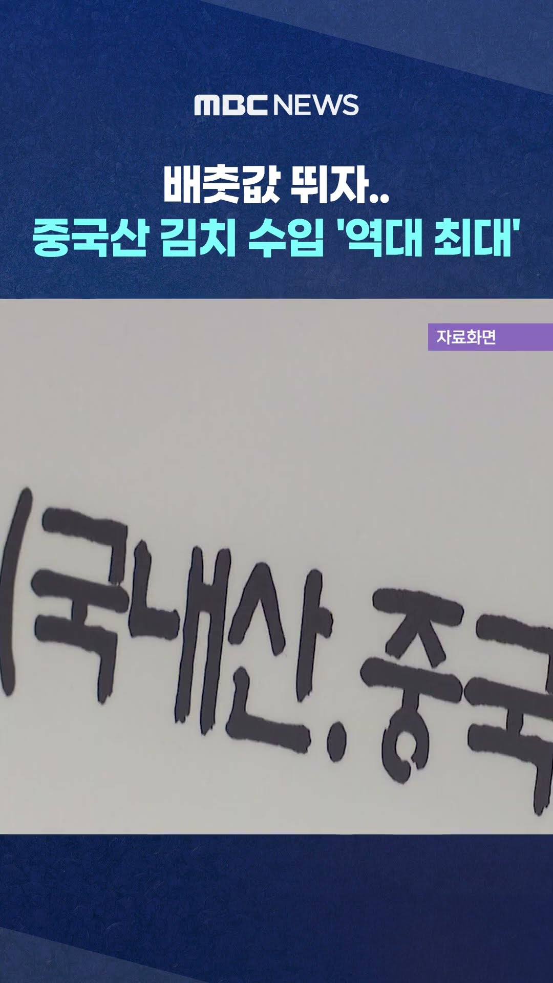 중국산 김치 수입량 '역대 최대' #Shorts (MBC뉴스)