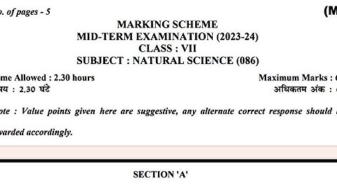 science paper solution class 7 mid term exam 2023-24 / class 7 science paper answer key 2023-24