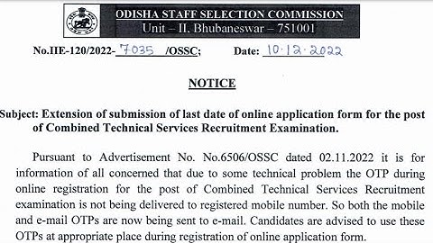 OSSC Combined Technical Services Recruitment Examination 2022 Last Date Extended Link In Description
